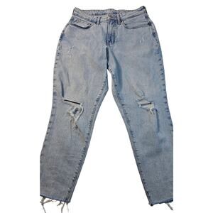 Old navy high rise curvy distressed raw hem O.G. straight sz 12 denim jeans EUC
